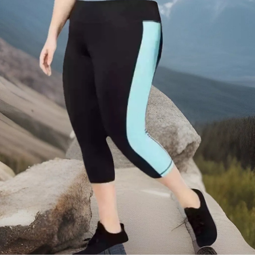 Ideology Black and Blue Capris with Stretchy Fit